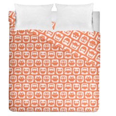 Coral And White Owl Pattern Duvet Cover Double Side (queen Size) by GardenOfOphir