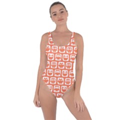 Coral And White Owl Pattern Bring Sexy Back Swimsuit by GardenOfOphir