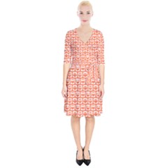 Coral And White Owl Pattern Wrap Up Cocktail Dress by GardenOfOphir