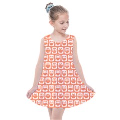 Coral And White Owl Pattern Kids  Summer Dress by GardenOfOphir