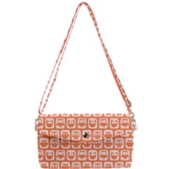 Coral And White Owl Pattern Removable Strap Clutch Bag