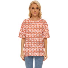 Coral And White Owl Pattern Oversized Basic Tee by GardenOfOphir