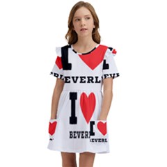 I Love Beverly Kids  Frilly Sleeves Pocket Dress by ilovewhateva