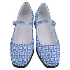 Blue And White Owl Pattern Women s Mary Jane Shoes by GardenOfOphir