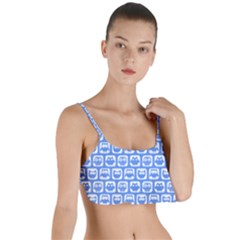 Blue And White Owl Pattern Layered Top Bikini Top  by GardenOfOphir