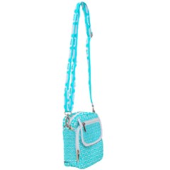 Aqua Turquoise And White Owl Pattern Shoulder Strap Belt Bag by GardenOfOphir