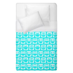 Aqua Turquoise And White Owl Pattern Duvet Cover (single Size) by GardenOfOphir