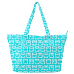 Aqua Turquoise And White Owl Pattern Full Print Shoulder Bag