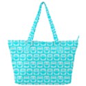 Aqua Turquoise And White Owl Pattern Full Print Shoulder Bag View1