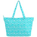 Aqua Turquoise And White Owl Pattern Full Print Shoulder Bag View2