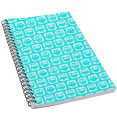 Aqua Turquoise And White Owl Pattern 5 5  X 8 5  Notebook by GardenOfOphir