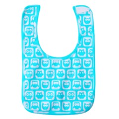 Aqua Turquoise And White Owl Pattern Baby Bib by GardenOfOphir