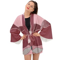 Hills Water Lake Sun Sunrise Lines Drawing Boho Long Sleeve Kimono