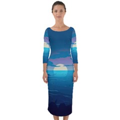 Ai Generated Ocean Sea Water Anime Nautical Quarter Sleeve Midi Bodycon Dress by Ravend