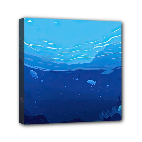 Ai Generated Ocean Sea Fish Underwater Water Mini Canvas 6  X 6  (stretched) by Ravend