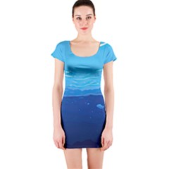 Ai Generated Ocean Sea Fish Underwater Water Short Sleeve Bodycon Dress