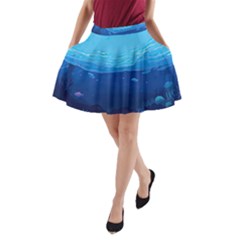 Ai Generated Ocean Sea Fish Underwater Water A-line Pocket Skirt