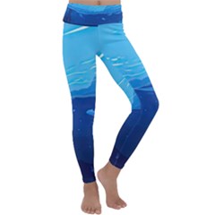 Ai Generated Ocean Sea Fish Underwater Water Kids  Lightweight Velour Classic Yoga Leggings