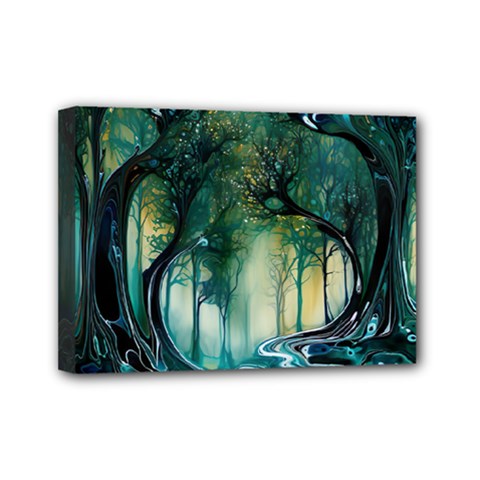 Trees Forest Mystical Forest Nature Mini Canvas 7  X 5  (stretched) by Ravend