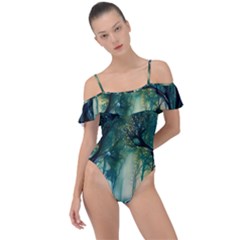 Trees Forest Mystical Forest Nature Frill Detail One Piece Swimsuit