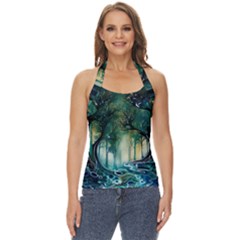 Trees Forest Mystical Forest Nature Basic Halter Top by Ravend