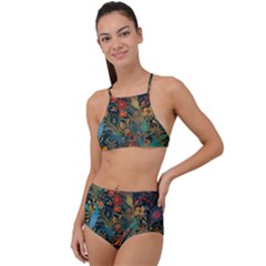 Ai Generated Flowers Trees Forest Mystical Forest High Waist Tankini Set by Ravend
