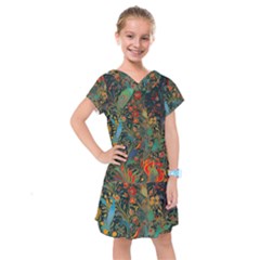 Ai Generated Flowers Trees Forest Mystical Forest Kids  Drop Waist Dress by Ravend