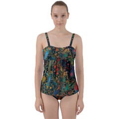 Ai Generated Flowers Trees Forest Mystical Forest Twist Front Tankini Set by Ravend