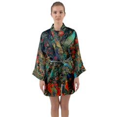 Ai Generated Flowers Trees Forest Mystical Forest Long Sleeve Satin Kimono by Ravend