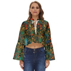 Ai Generated Flowers Trees Forest Mystical Forest Boho Long Bell Sleeve Top