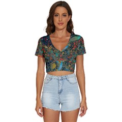 Ai Generated Flowers Trees Forest Mystical Forest V-neck Crop Top by Ravend