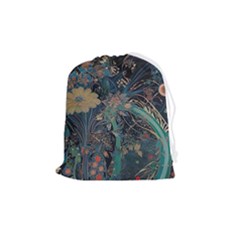 Ai Generated Flower Trees Forest Mystical Forest Drawstring Pouch (medium) by Ravend