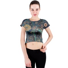 Ai Generated Flower Trees Forest Mystical Forest Crew Neck Crop Top by Ravend