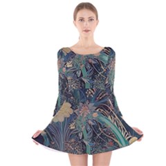 Ai Generated Flower Trees Forest Mystical Forest Long Sleeve Velvet Skater Dress