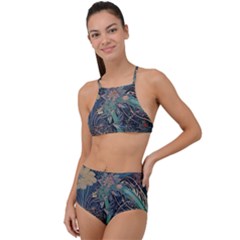 Ai Generated Flower Trees Forest Mystical Forest High Waist Tankini Set by Ravend