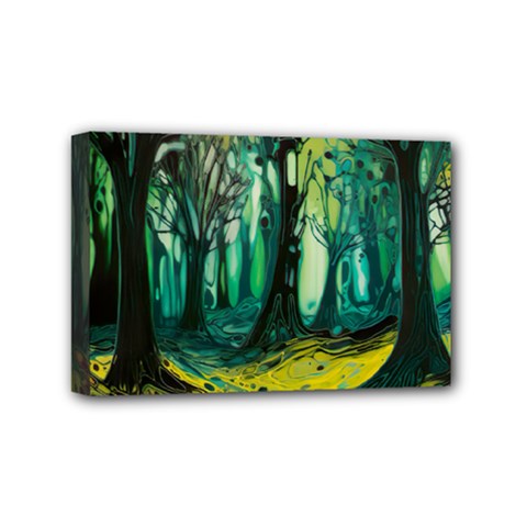 Ai Generated Trees Forest Mystical Forest Nature Art Mini Canvas 6  X 4  (stretched)