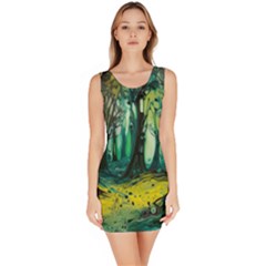 Ai Generated Trees Forest Mystical Forest Nature Art Bodycon Dress