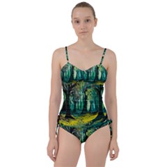 Ai Generated Trees Forest Mystical Forest Nature Art Sweetheart Tankini Set by Ravend