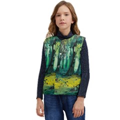 Ai Generated Trees Forest Mystical Forest Nature Art Kid s Short Button Up Puffer Vest	 by Ravend