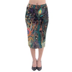 Ai Generated Trees Forest Mystical Forest Nature Midi Pencil Skirt