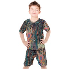 Ai Generated Trees Forest Mystical Forest Nature Kids  Tee And Shorts Set by Ravend