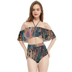 Ai Generated Trees Forest Mystical Forest Nature Halter Flowy Bikini Set 