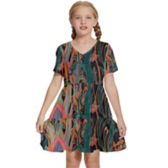 Ai Generated Trees Forest Mystical Forest Nature Kids  Short Sleeve Tiered Mini Dress