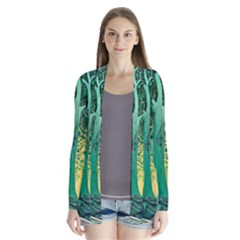 Nature Trees Forest Mystical Forest Jungle Drape Collar Cardigan