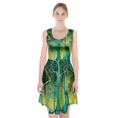 Nature Trees Forest Mystical Forest Jungle Racerback Midi Dress by Ravend