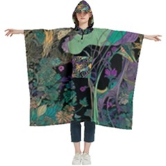 Ai Generated Flowers Trees Forest Mystical Forest Pattern Women s Hooded Rain Ponchos by Ravend