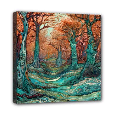 Ai Generated Tree Forest Mystical Forest Nature Mini Canvas 8  X 8  (stretched)