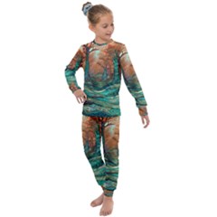 Ai Generated Tree Forest Mystical Forest Nature Kids  Long Sleeve Set 