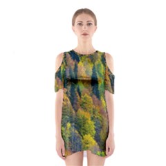 Forest Trees Leaves Fall Autumn Nature Sunshine Shoulder Cutout One Piece Dress