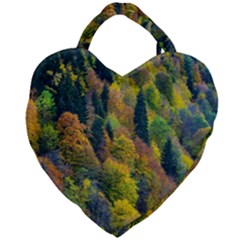 Forest Trees Leaves Fall Autumn Nature Sunshine Giant Heart Shaped Tote